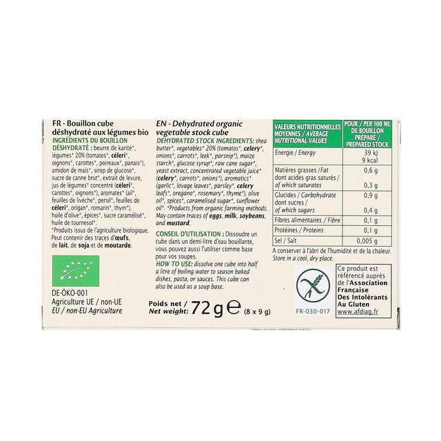 3760020505936 - Jardin Bio Etic - Bouillon Cube de Légumes Bio sans gluten sans sel