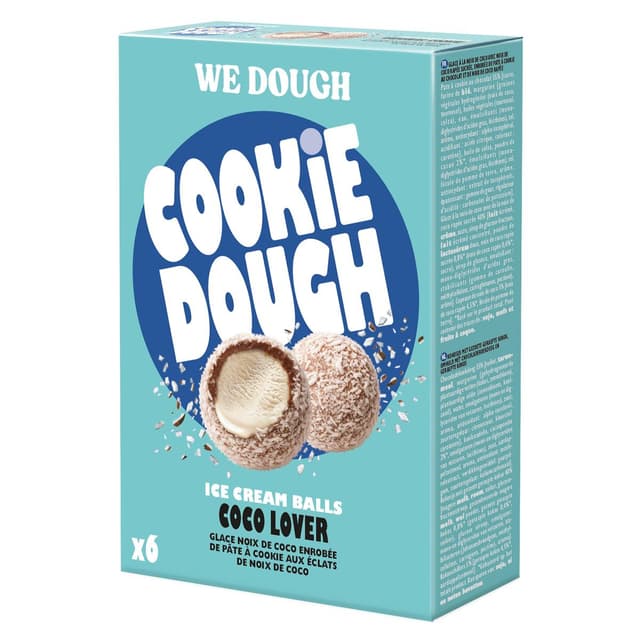 3760124197136 - WE DOUGH - Bouchée de pâte à cookie, glace coco, noix de coco râpée