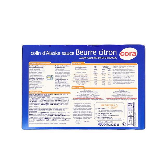 3257983508536 - Cora - 2 Colins d'Alaska sauce beurre citron