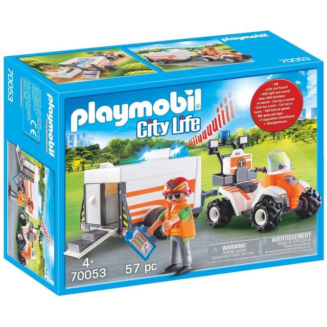 4008789700537 - PLAYMOBIL® City Life - Quad et remorque de secours