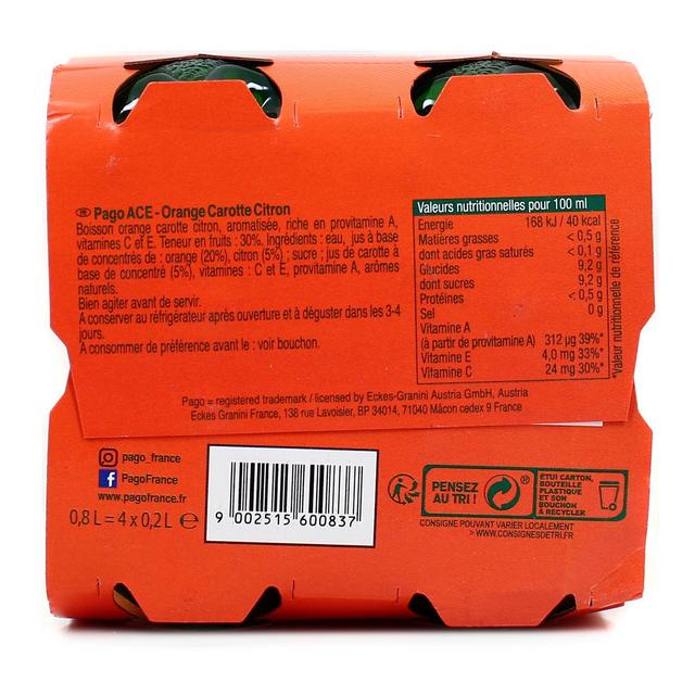 9002515600837 - Pago - Nectar d'orange, carotte et citron