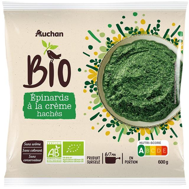 3596710461837 - Auchan BIO - Epinards hachés à la crème bio