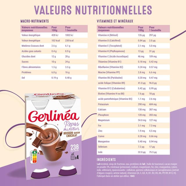 3175681852037 - Gerlinéa - 4 Repas à boire saveur chocolat