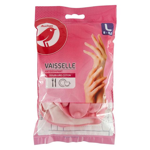 3245678133637 - Auchan - Gants à vaisselle doublure coton taille L