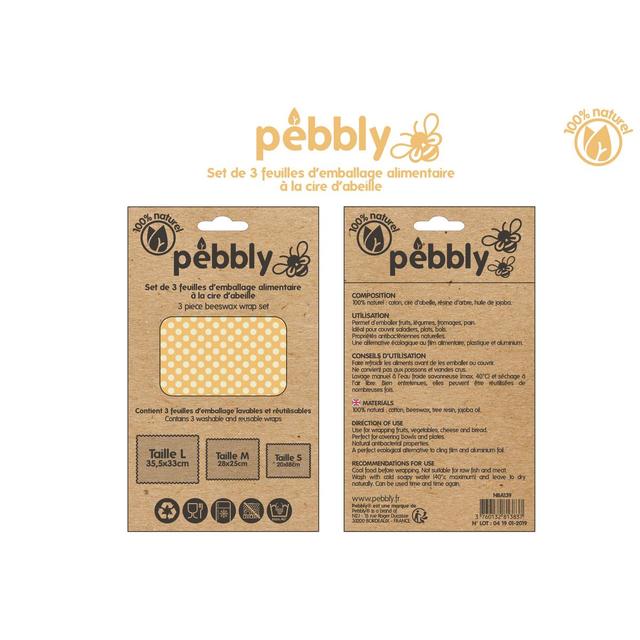 3760132813837 - Pebbly - Feuilles d'emballage alimentaire à la cire d'abeille
