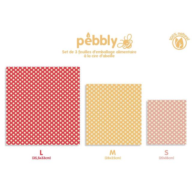 3760132813837 - Pebbly - Feuilles d'emballage alimentaire à la cire d'abeille