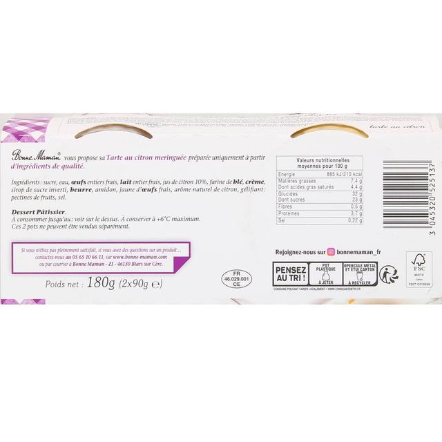 3045320525137 - Bonne Maman - Tarte au citron meringuée