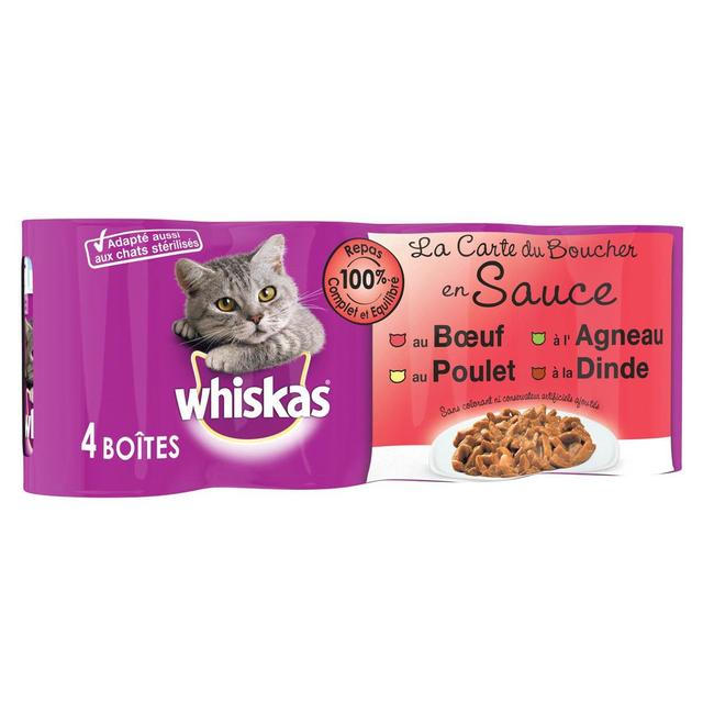 3065890088337 - Whiskas - Boites en Sauce Carte du Boucher 4 variétés pour chat adulte