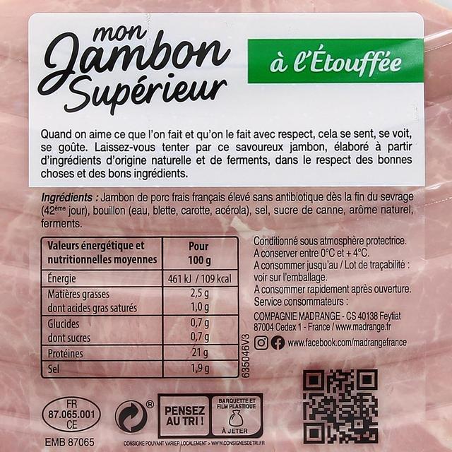 3180940083138 - Madrange - Jambon Le Gourmet Sans Couenne