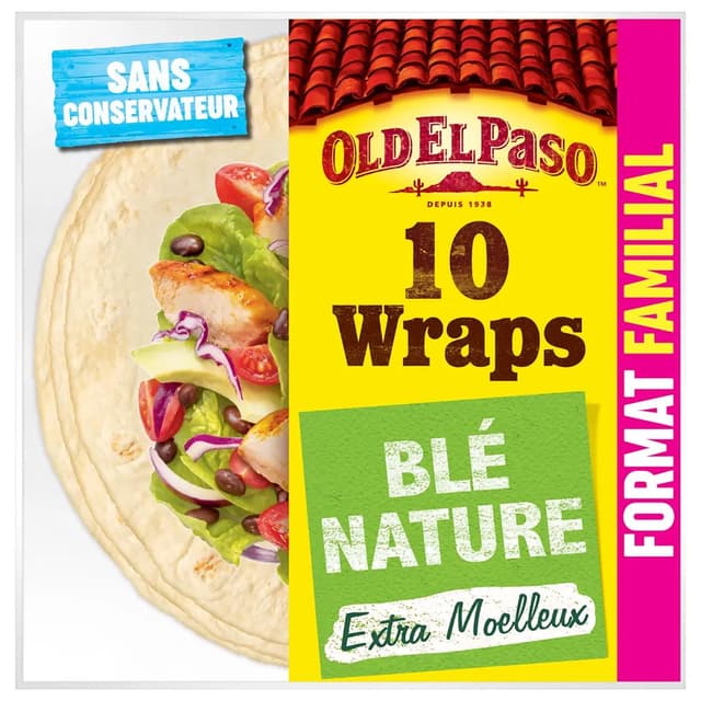 8410076474438 - Old el Paso - 10 Wraps de Blé Nature - Format familial
