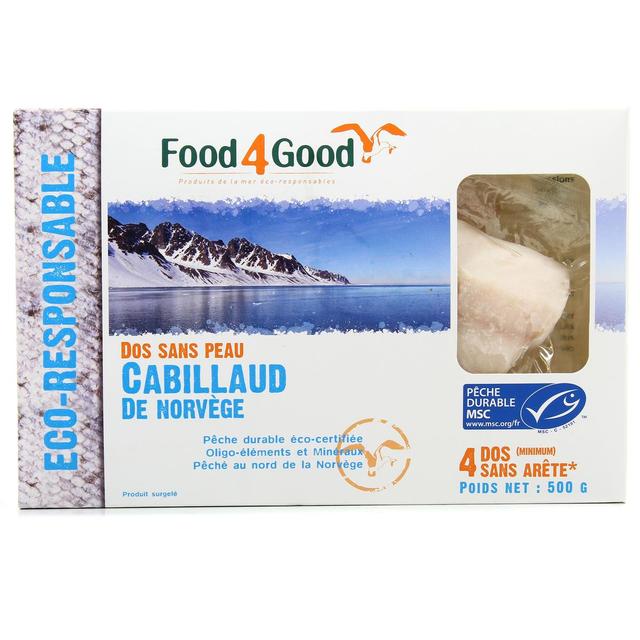 3426434000039 - Food4Good - 4 Dos de cabillaud de Norvège sans peau MSC