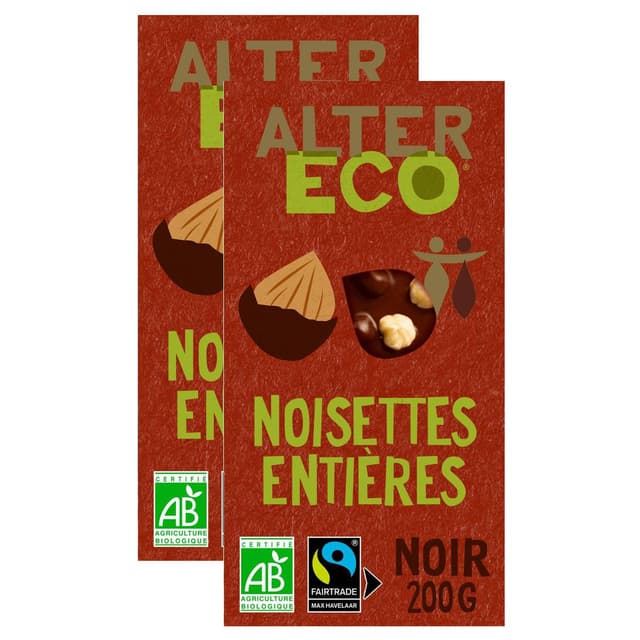 2050000420139 - Alter Eco - Commerce Equitable - Chocolat noir noisettes entières 50% Cacao Bio du Pérou