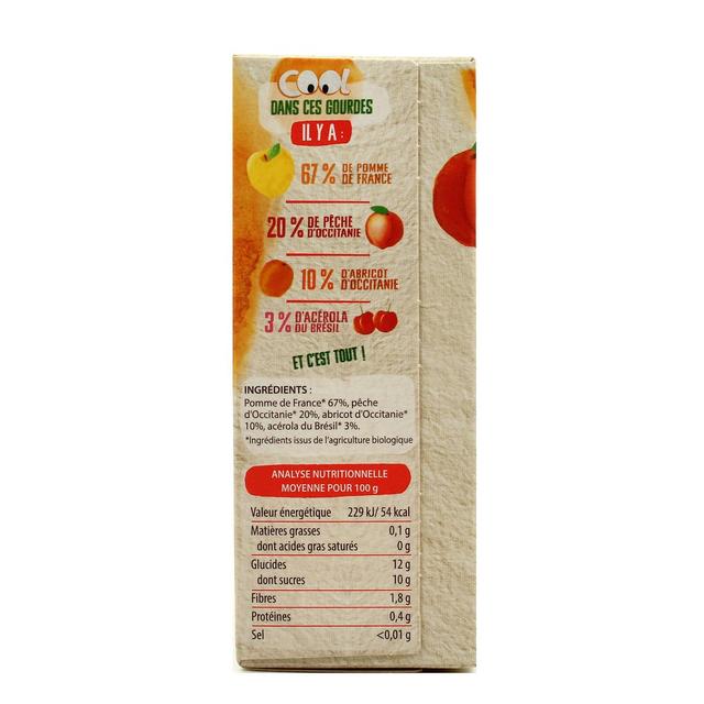 3288132600139 - Vitabio - Cool Fruits - Pomme, Pêche, Abricot, Acérola BIO- Purée de Fruits en gourde