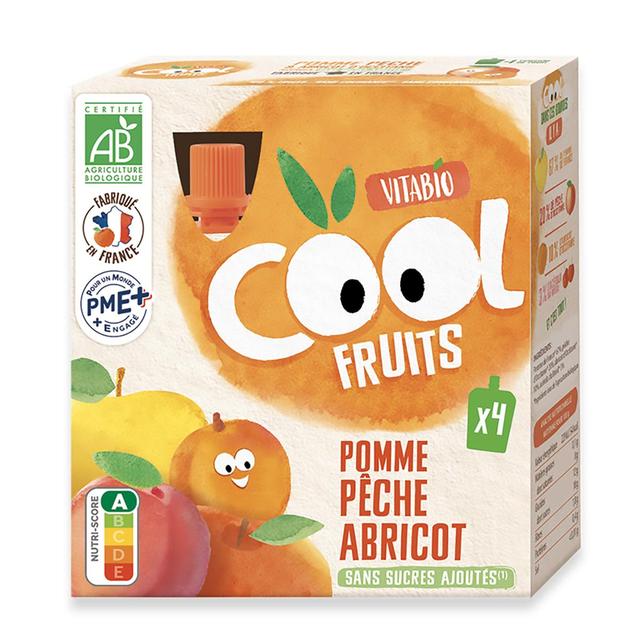 3288132600139 - Vitabio - Cool Fruits - Pomme, Pêche, Abricot, Acérola BIO- Purée de Fruits en gourde