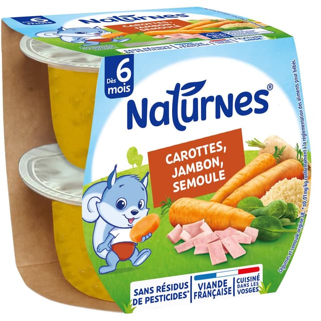 8445291590939 - Naturnes® - Carotte semoule jambon Bol Bébé dès 6 mois