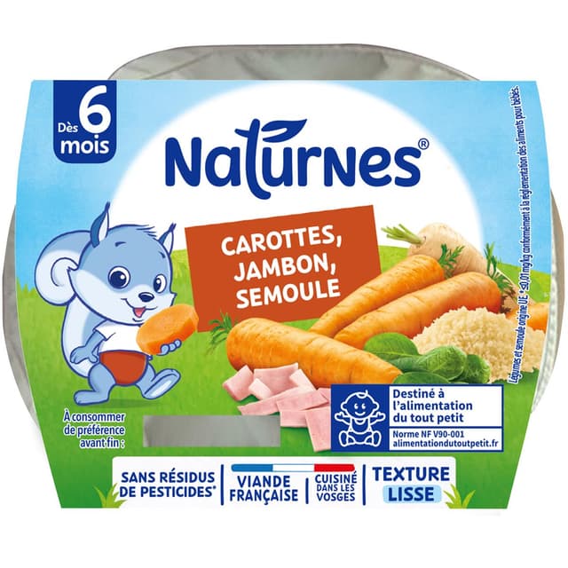 8445291590939 - Naturnes® - Carotte semoule jambon Bol Bébé dès 6 mois