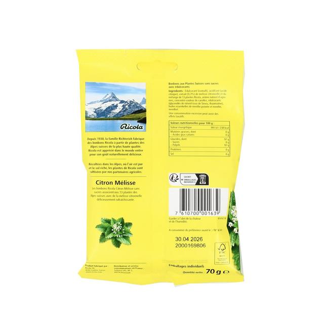 7610700001639 - Ricola - Citron Melisse sans sucre