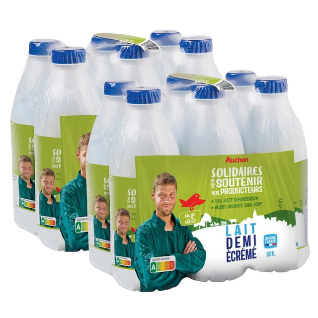3596710462209 - Auchan Solidaires - Lait demi-écrémé UHT