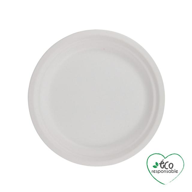 3574380062639 - Homea - Assiette ronde en canne à sucre 18cm blanc