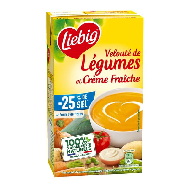 3036815474139 - Liebig - Velouté de Légumes et Crème Fraîche Taux de sel réduit Soupe liquide en brique familiale