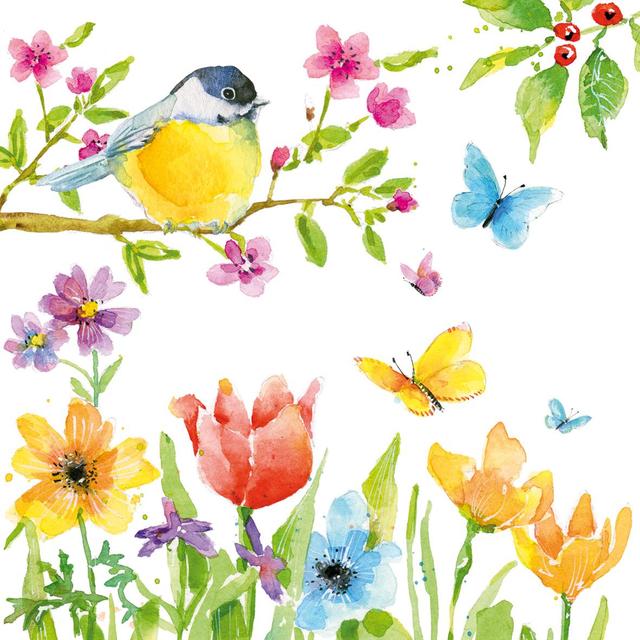 4021766235440 - Paperproducts Design - Serviettes en papier Spring Bird