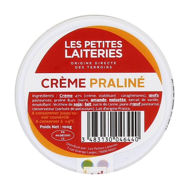 3483130046440 - Les Petites Laiteries - Petit Pot de Crème Praliné - Lait de vache pasteurisé