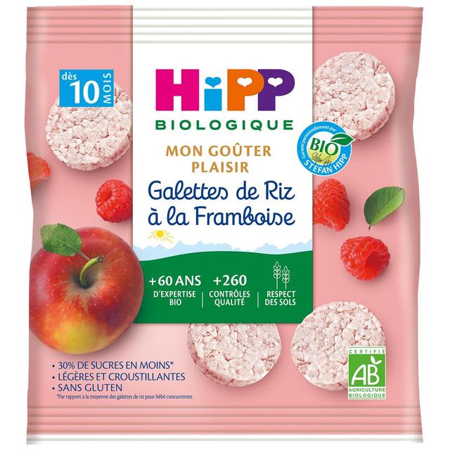 4062300266940 - Hipp - Mon Goûter Plaisir - Galettes de Riz à la Framboise Bio Bébé Dès 10 mois