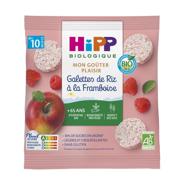 4062300266940 - Hipp - Mon Goûter Plaisir - Galettes de Riz à la Framboise Bio Bébé Dès 10 mois