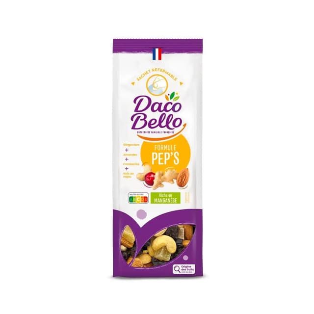 3270720001541 - Daco Bello - Formule pep's Mélange de Fruits Séchés Sucrés et Fruits Secs à Coques