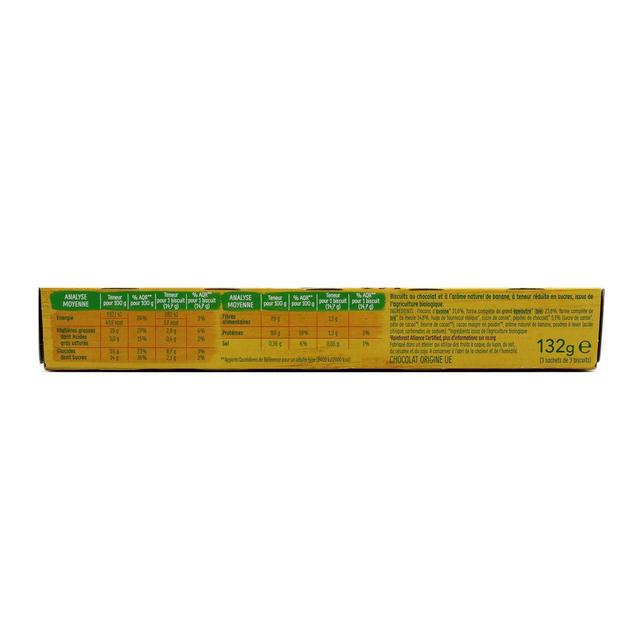 3175681272941 - Gerblé Bio - 9 Biscuits Petit déj' Chocolat saveur Banane Bio -52% de sucres en moins