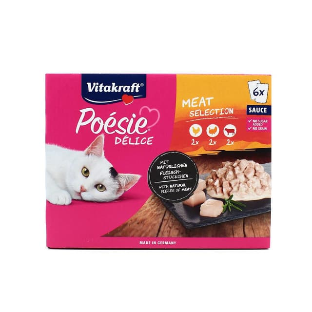 4008239352941 - Vitakraft Poésie - Sachets en Sauce Délices Viande- Poulet, Dinde, Boeuf pour chat