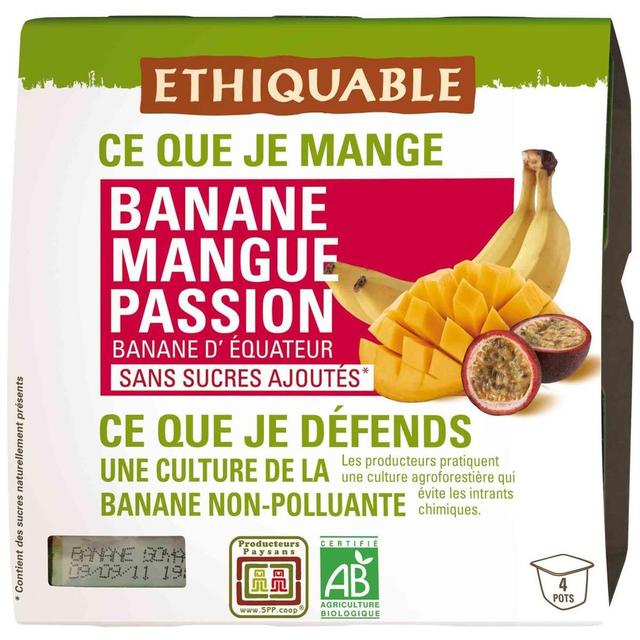 3760091723741 - Ethiquable - Commerce Equitable - Purée Banane Mangue Passion Bio du Pérou ou d'Equateur