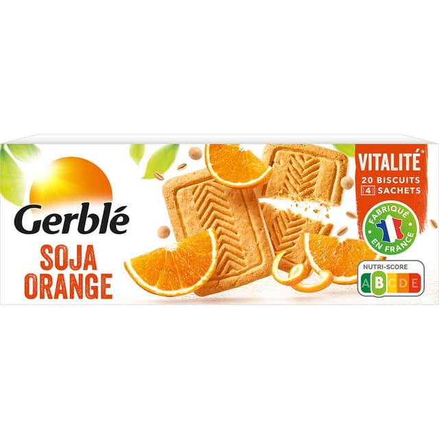 3175680011442 - Gerblé Vitalité - 20 Biscuits Soja Orange -39% de sucres en moins