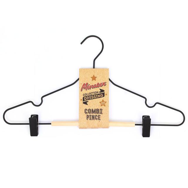 3061050007842 - La Ménagère - Cintre bois & métal avec pince combi