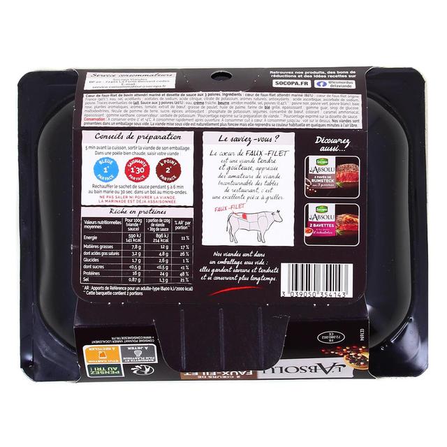 3039050354143 - Socopa - L'Absolu - Coeurs de Faux Filet Marinés aux 3 Poivres