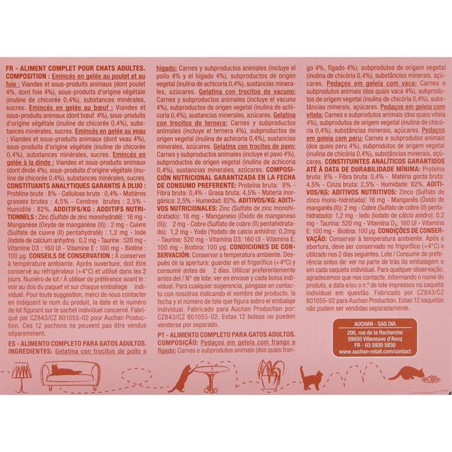 3596710485543 - Auchan - Sachets Emincés en gelée à la viande pour chat stérilisé