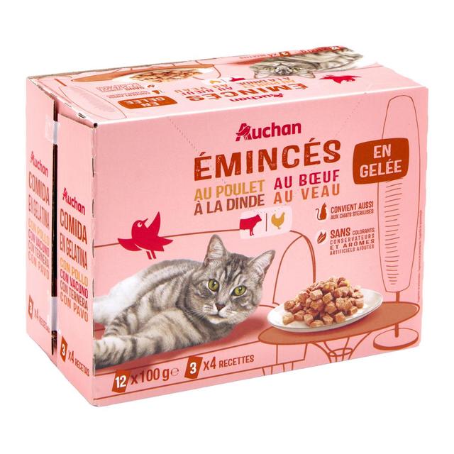 3596710485543 - Auchan - Sachets Emincés en gelée à la viande pour chat stérilisé