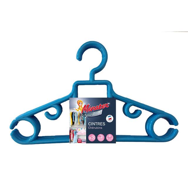 3061050007743 - Ménatex - 3 cintres plastiques chérubins bleu ou rose