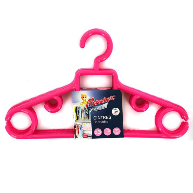 3061050007743 - Ménatex - 3 cintres plastiques chérubins bleu ou rose