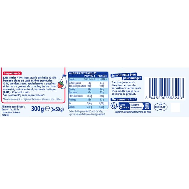8445290568243 - Naturnes® - P'tit Onctueux - Mini Dessert Lacté Fraise Fromage Blanc Coupelle Bébé Dès 6 mois