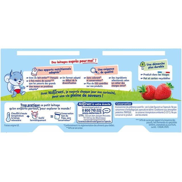 8445290568243 - Naturnes® - P'tit Onctueux - Mini Dessert Lacté Fraise Fromage Blanc Coupelle Bébé Dès 6 mois