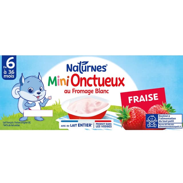 8445290568243 - Naturnes® - P'tit Onctueux - Mini Dessert Lacté Fraise Fromage Blanc Coupelle Bébé Dès 6 mois
