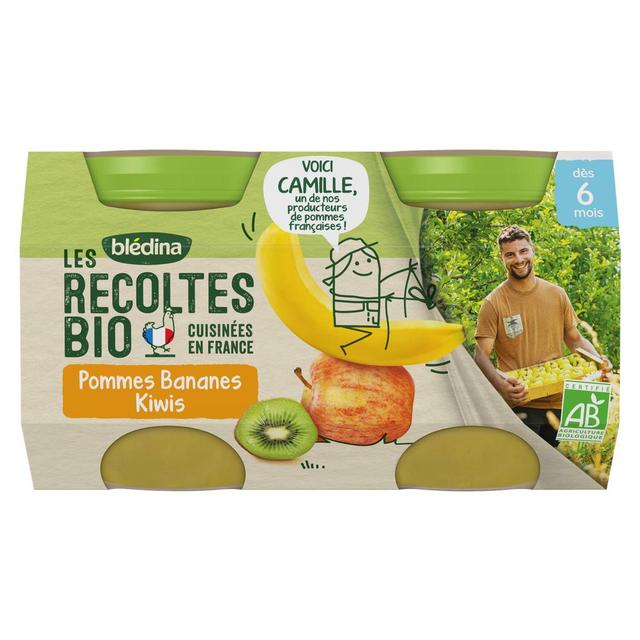 3041091289643 - Blédina - Les Récoltes Bio - Pommes, Banane, Kiwi Bio Pot Bébé Dès 6 Mois
