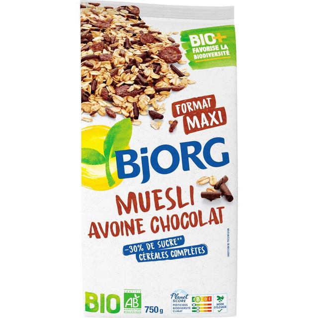 3229820800844 - Bjorg - Céréales Muesli avoine chocolat bio -30% de sucres en moins