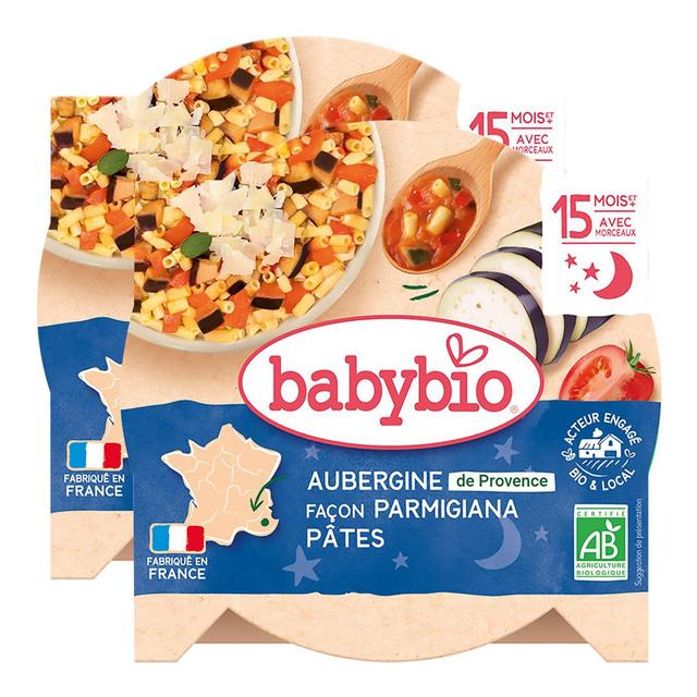 2050000312144 - Babybio - Aubergines de Provence façon Parmigiana et Macaroni Bio Assiette Bébé Dès 15 mois