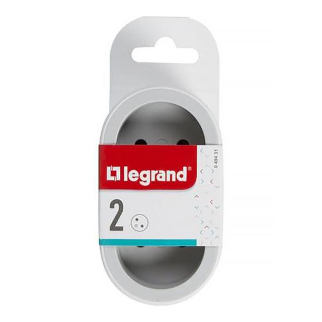 3414971942844 - Legrand - Fiche biplite frontale avec terre - blanc et gris clair
