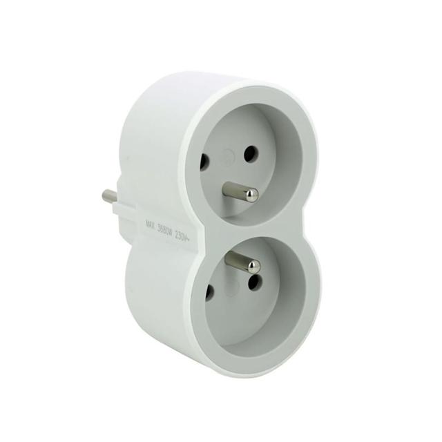 3414971942844 - Legrand - Fiche biplite frontale avec terre - blanc et gris clair