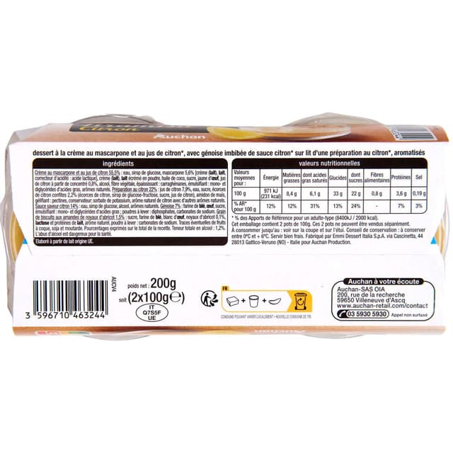 3596710463244 - Auchan - Tiramisu Citron