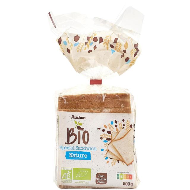3596710474844 - Auchan BIO - Pain de Mie Bio Nature Grandes Tranches Avec Croûte