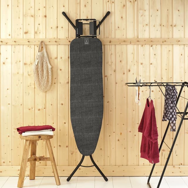 8710755134944 - Brabantia - Table à repasser A, 110 x 30cm 110 x 30 cm, pour fer vapeur - Denim Black, Coton equitable